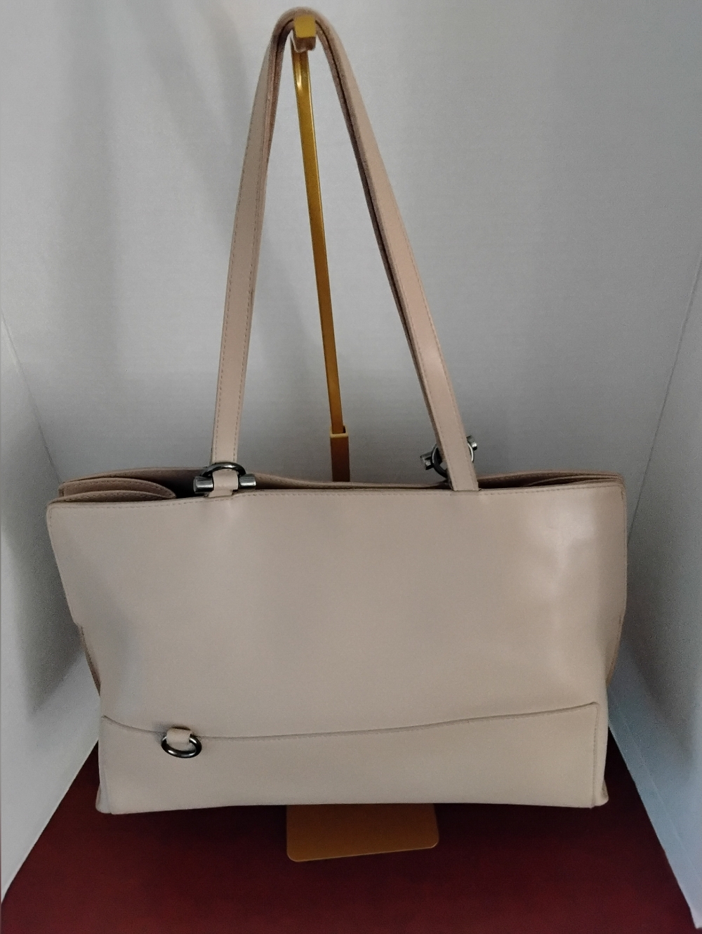 Furla Cream Leather Soft Pink Tote Bag
